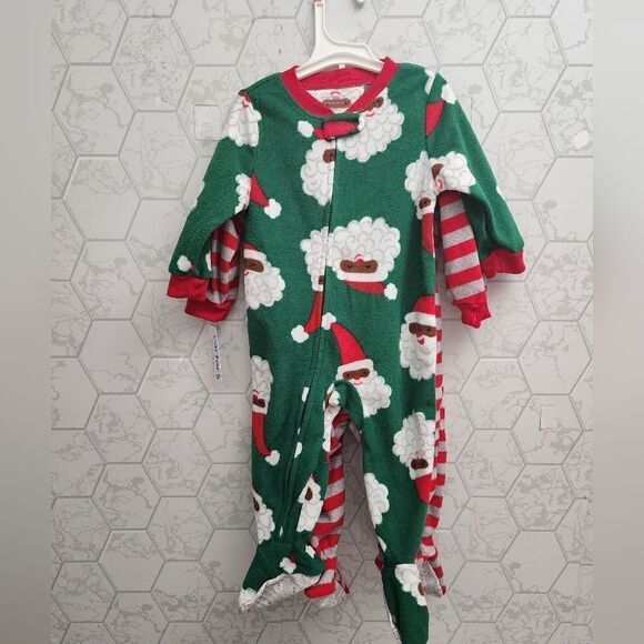 New boy's fleece Christmas Santa footed pajama bundle, 2pc - Picture 3 of 6